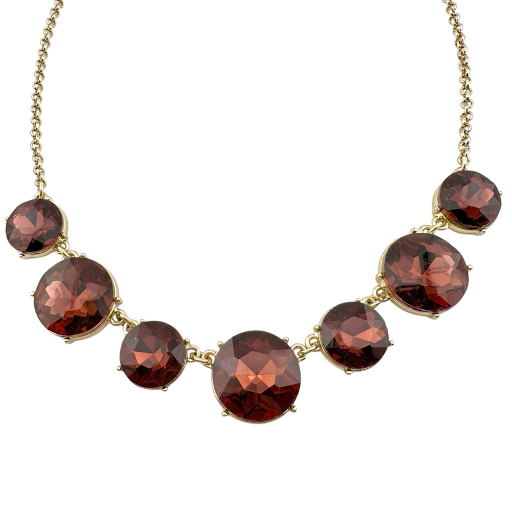 Womens Necklace Reddish Brown with Gold Tone Chain - Picture 8 of 10